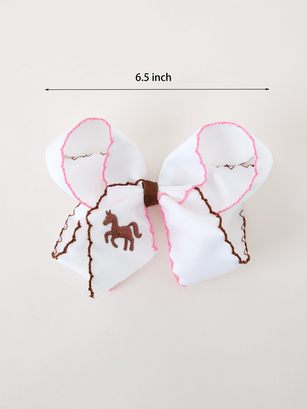 Girls Western Horse Embroidered Ruffle Hair Bow