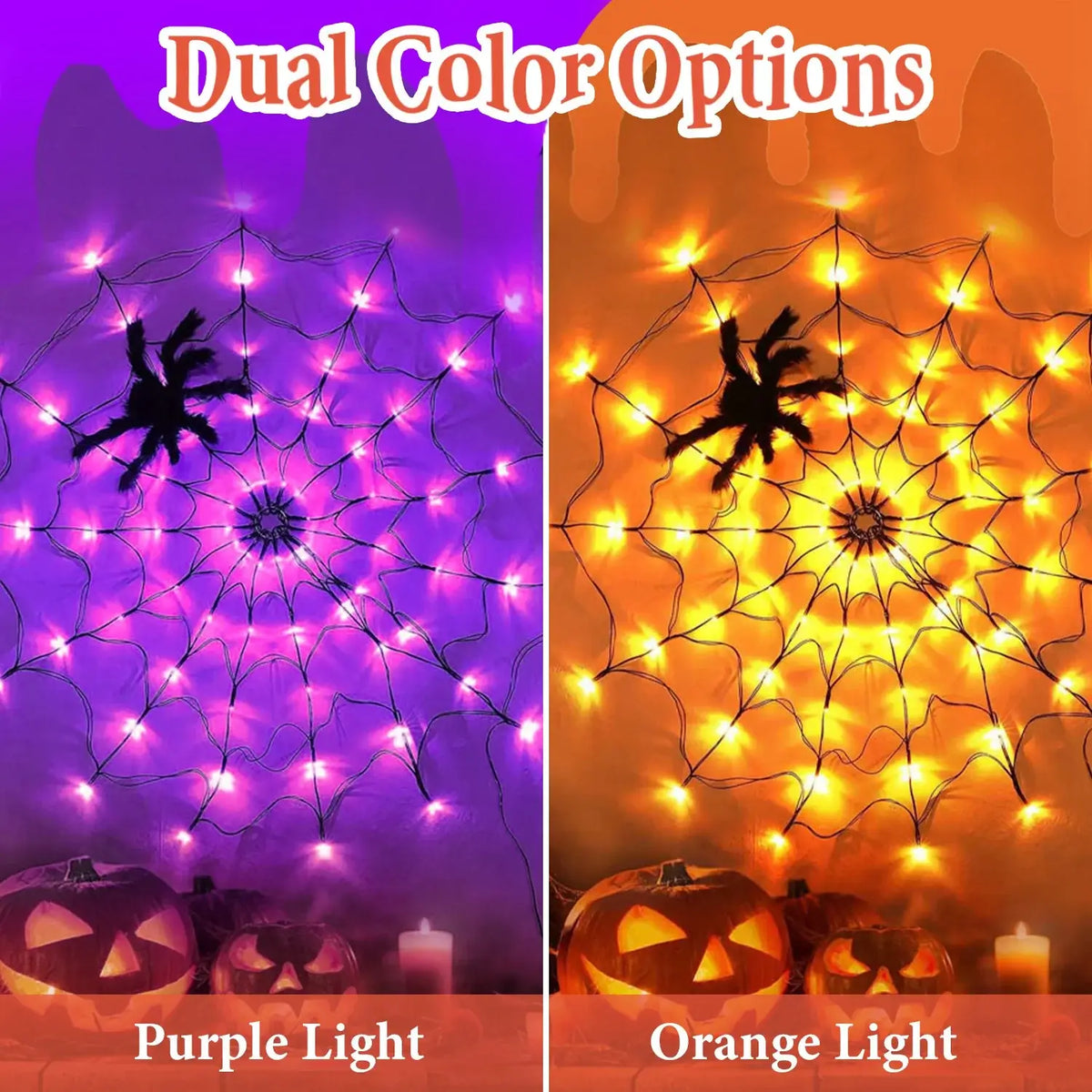 3.28 FT LED Spider Web Light with Spider