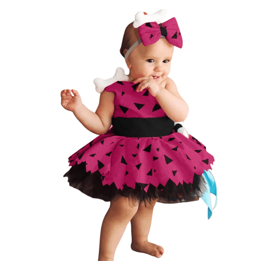 Kids Caveman Halloween Costume Dress with Bone Headband