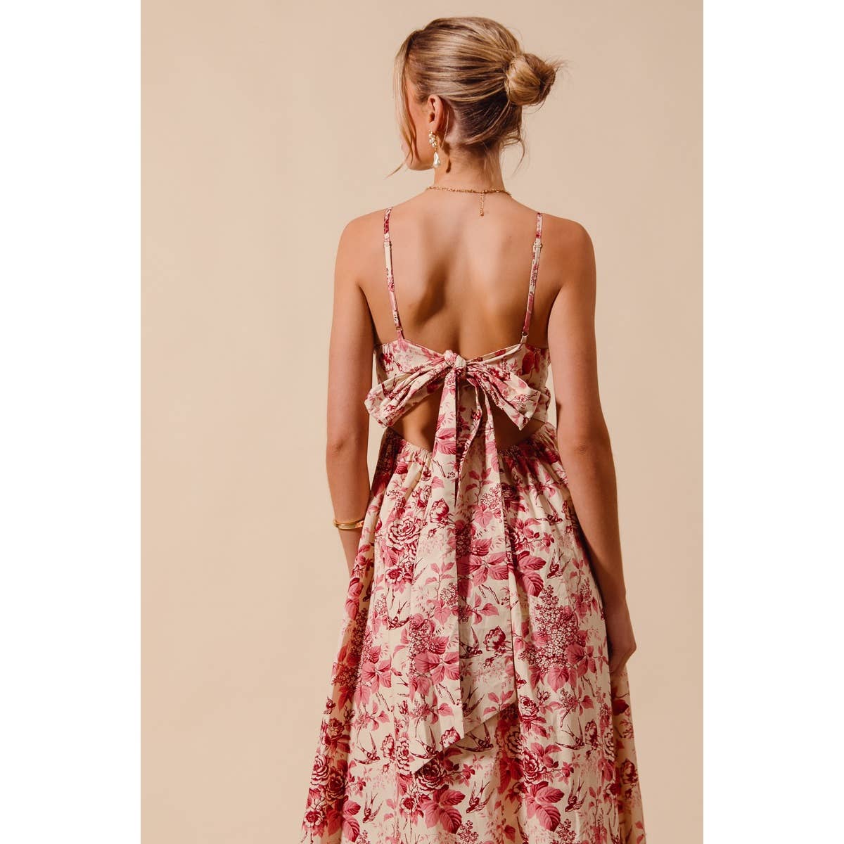 Anna Floral Tie-Back Midi Dress