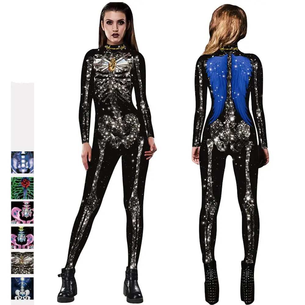 Halloween Skeleton Print Jumpsuit
