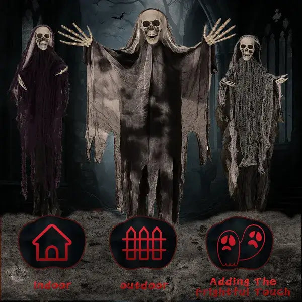 3-Pack Hanging Skeleton Ghost Decorations