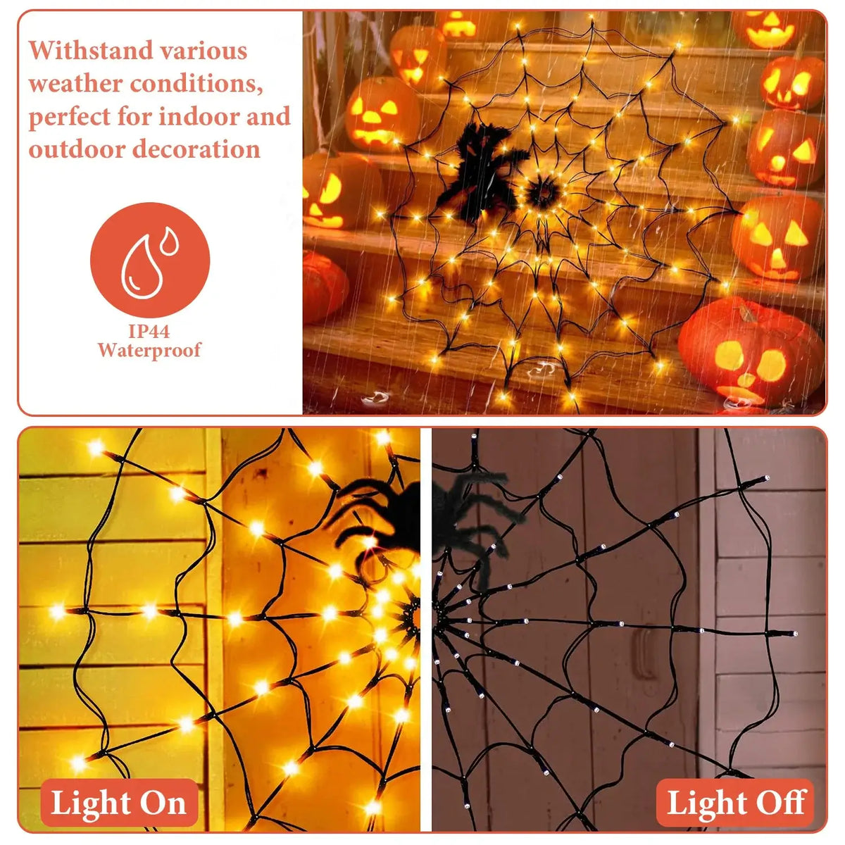 3.28 FT LED Spider Web Light with Spider