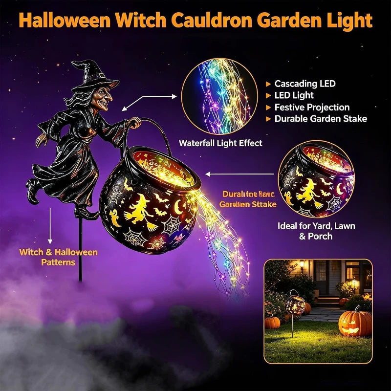 Halloween Witch Cauldron Garden Light
