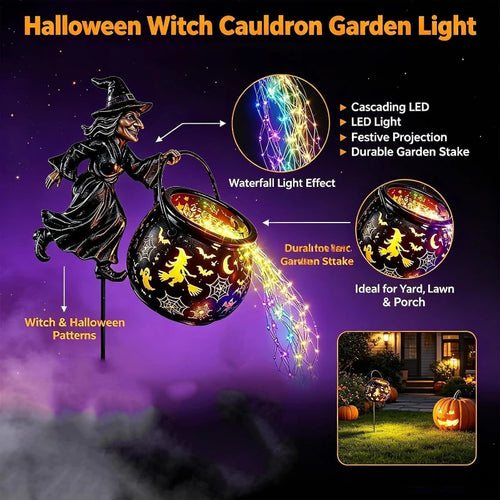 Halloween Witch Cauldron Garden Light