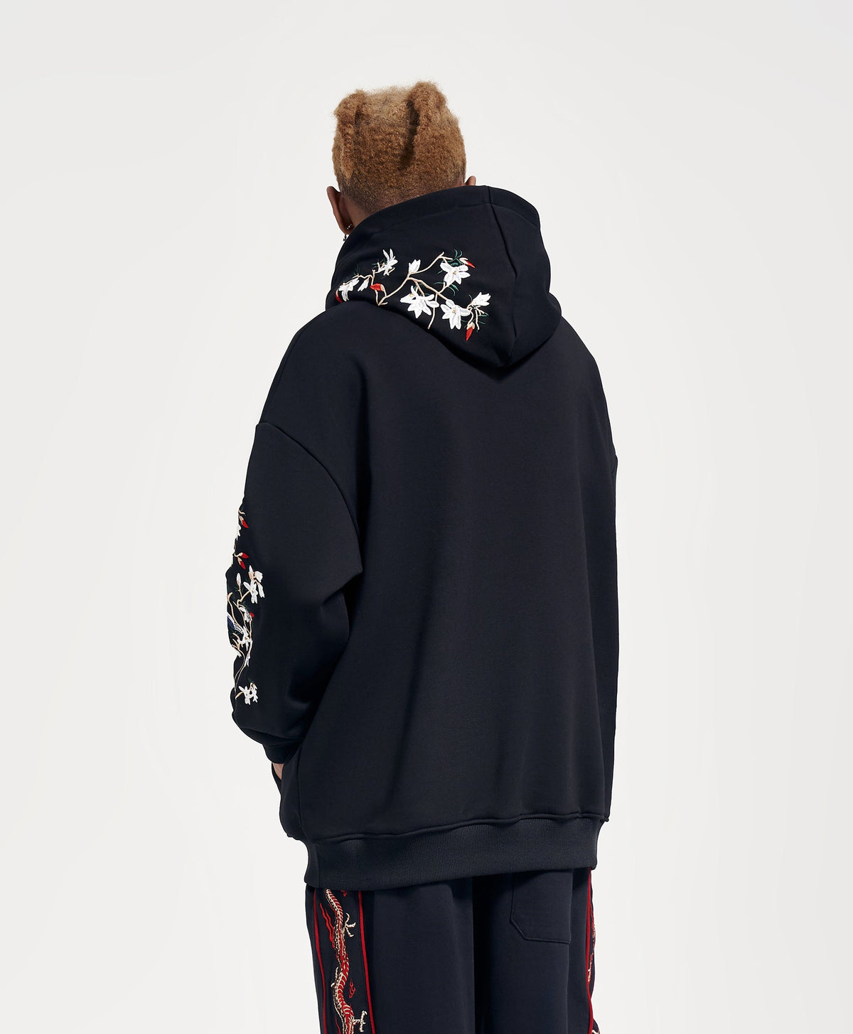 Floral Bird Embroidered Hoodie