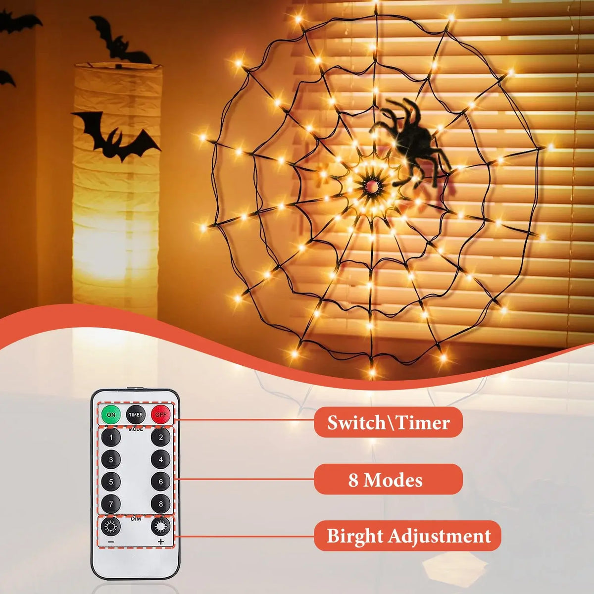 3.28 FT LED Spider Web Light with Spider