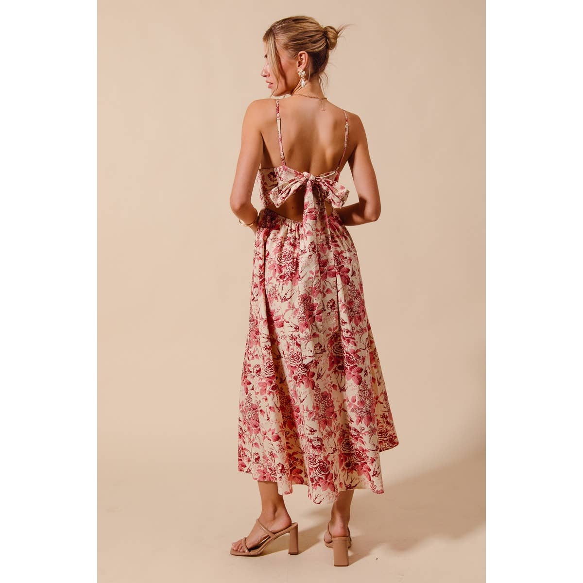 Anna Floral Tie-Back Midi Dress