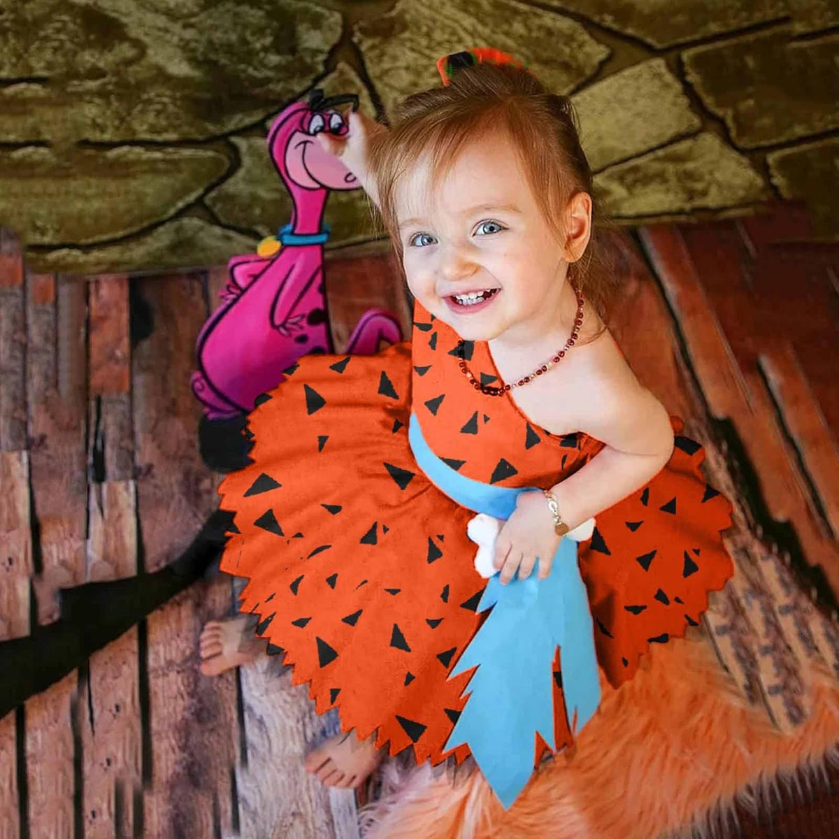 Kids Caveman Halloween Costume Dress with Bone Headband