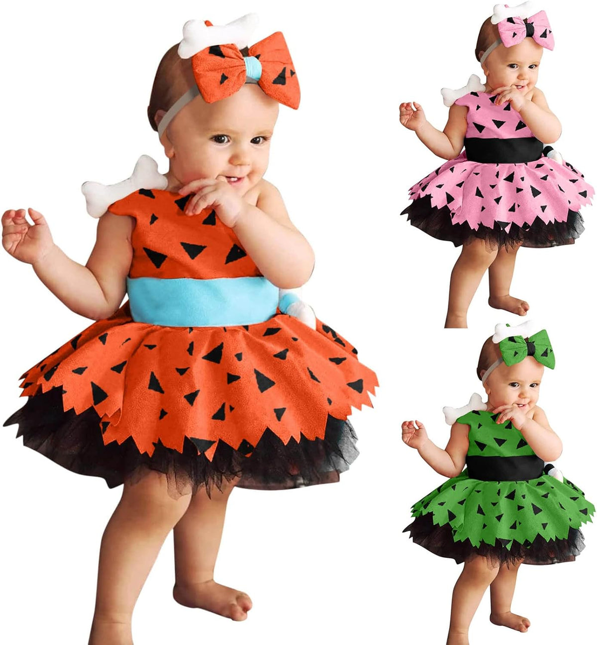 Kids Caveman Halloween Costume Dress with Bone Headband