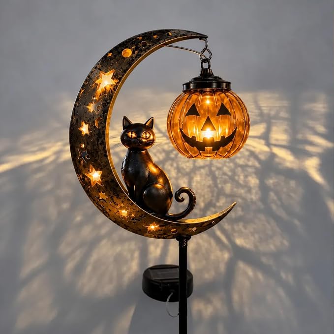 Black Cat Moon Garden Light