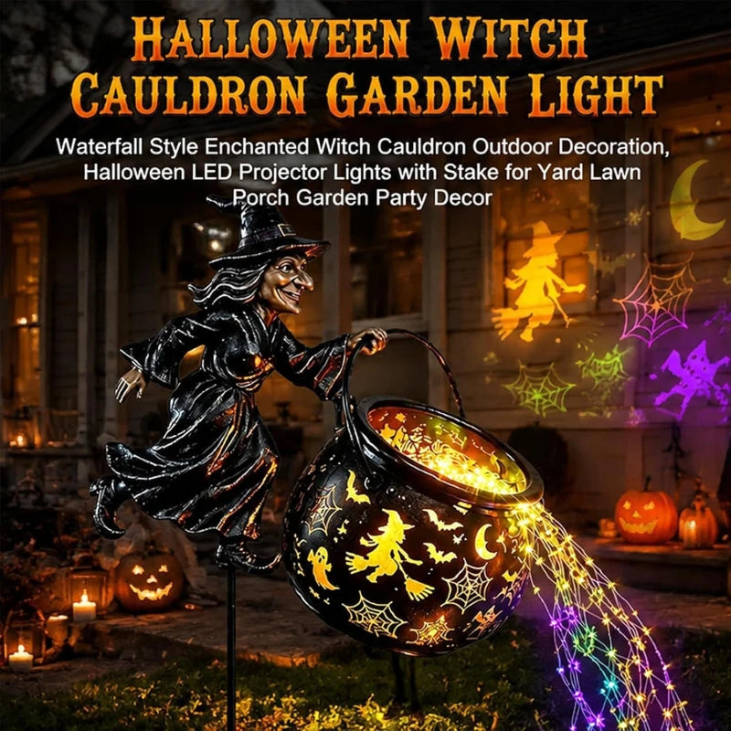 Halloween Witch Cauldron Garden Light