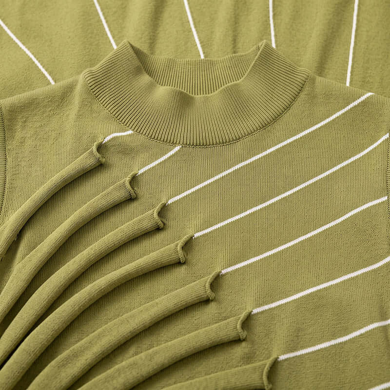 Women’s Olive Pleated Mock Neck Midi Dress