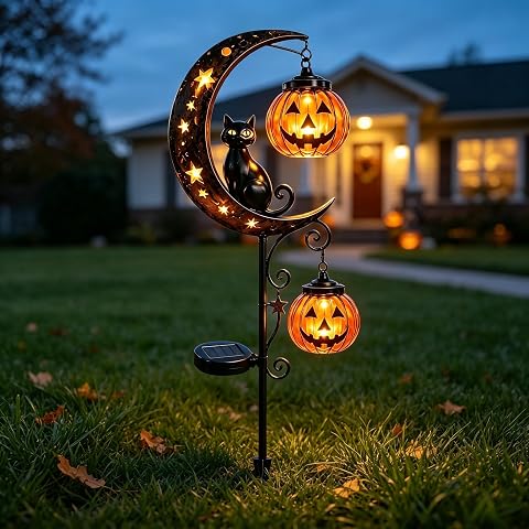 Black Cat Moon Garden Light