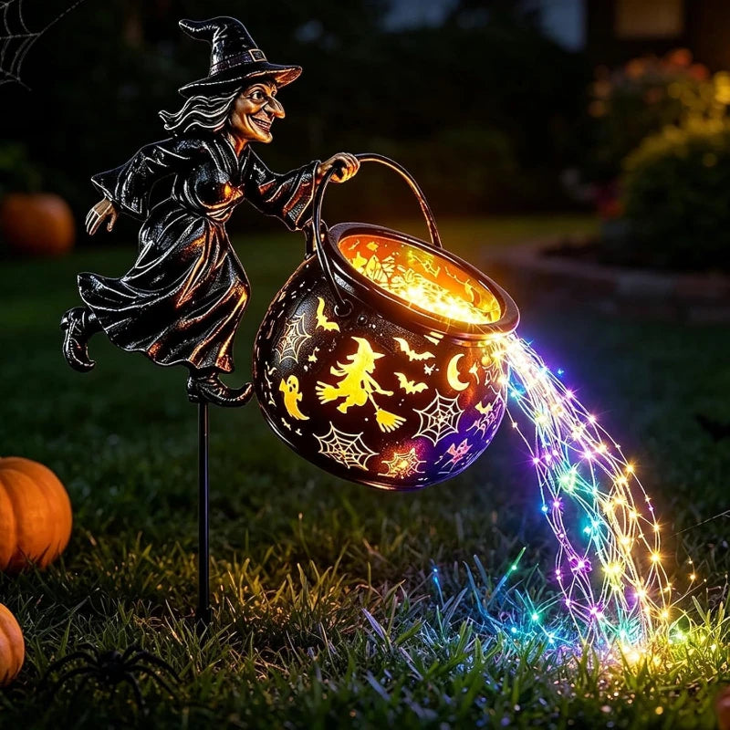 Halloween Witch Cauldron Garden Light