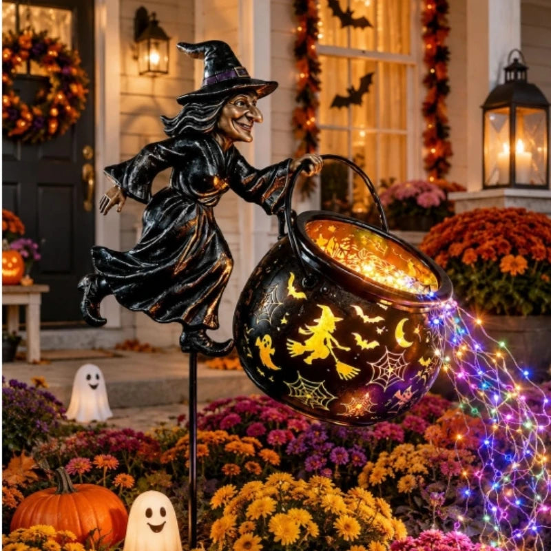 Halloween Witch Cauldron Garden Light