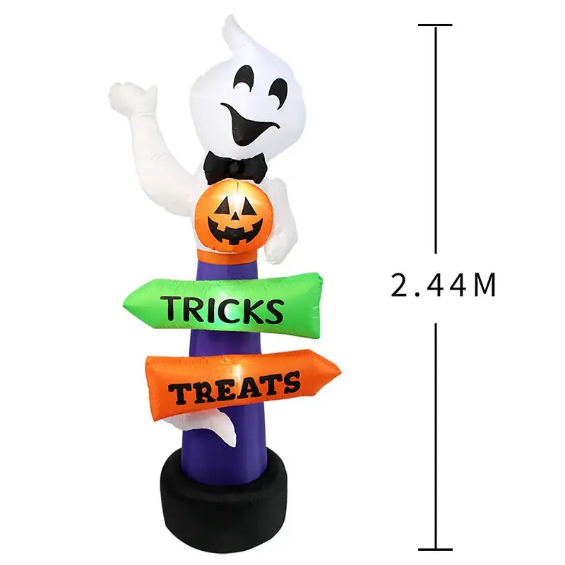 Halloween Ghost Inflatable Yard Decor with Tricks & Treats Sign