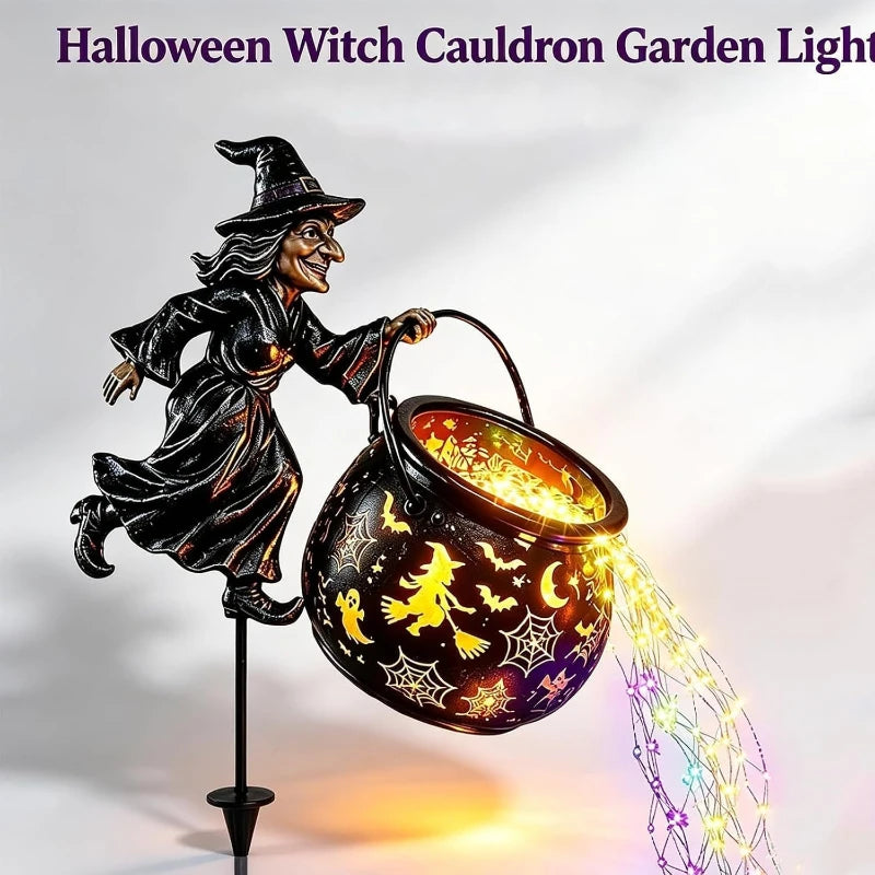 Halloween Witch Cauldron Garden Light