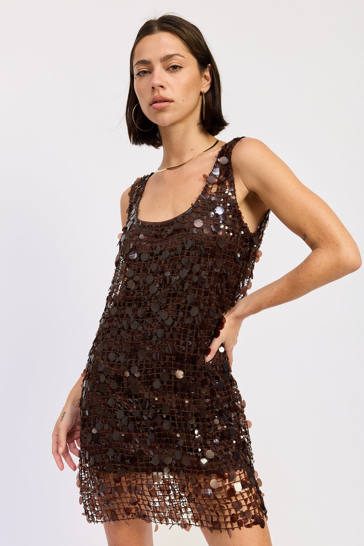 Bellezza Sequin Mesh Mini Dress