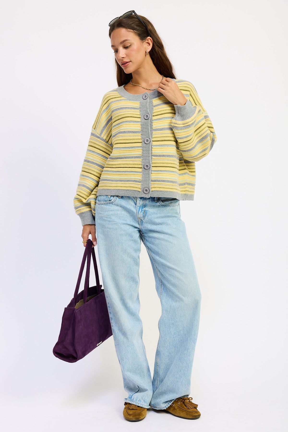 Women’s Ellie Striped Button-Up Cardigan