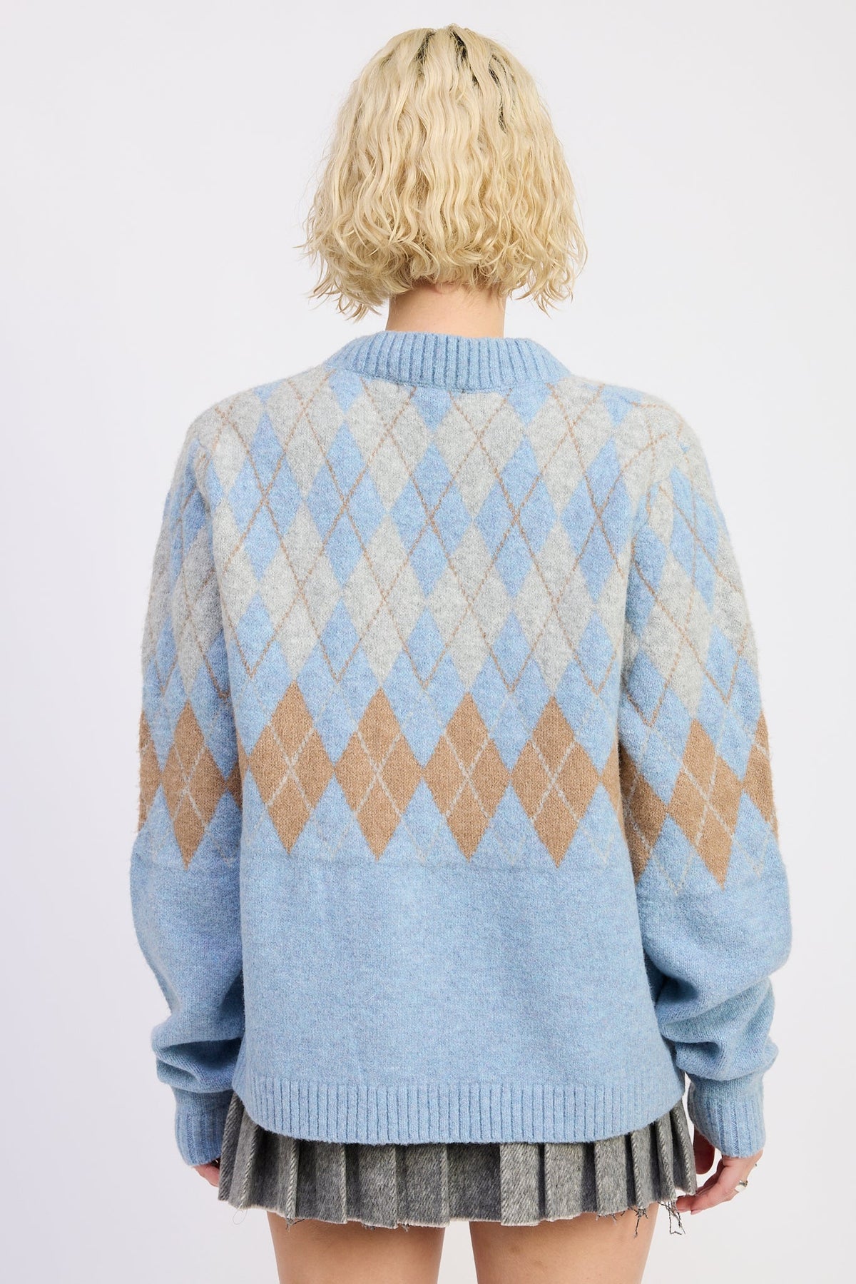 Everleigh Argyle Zip-Up Cardigan