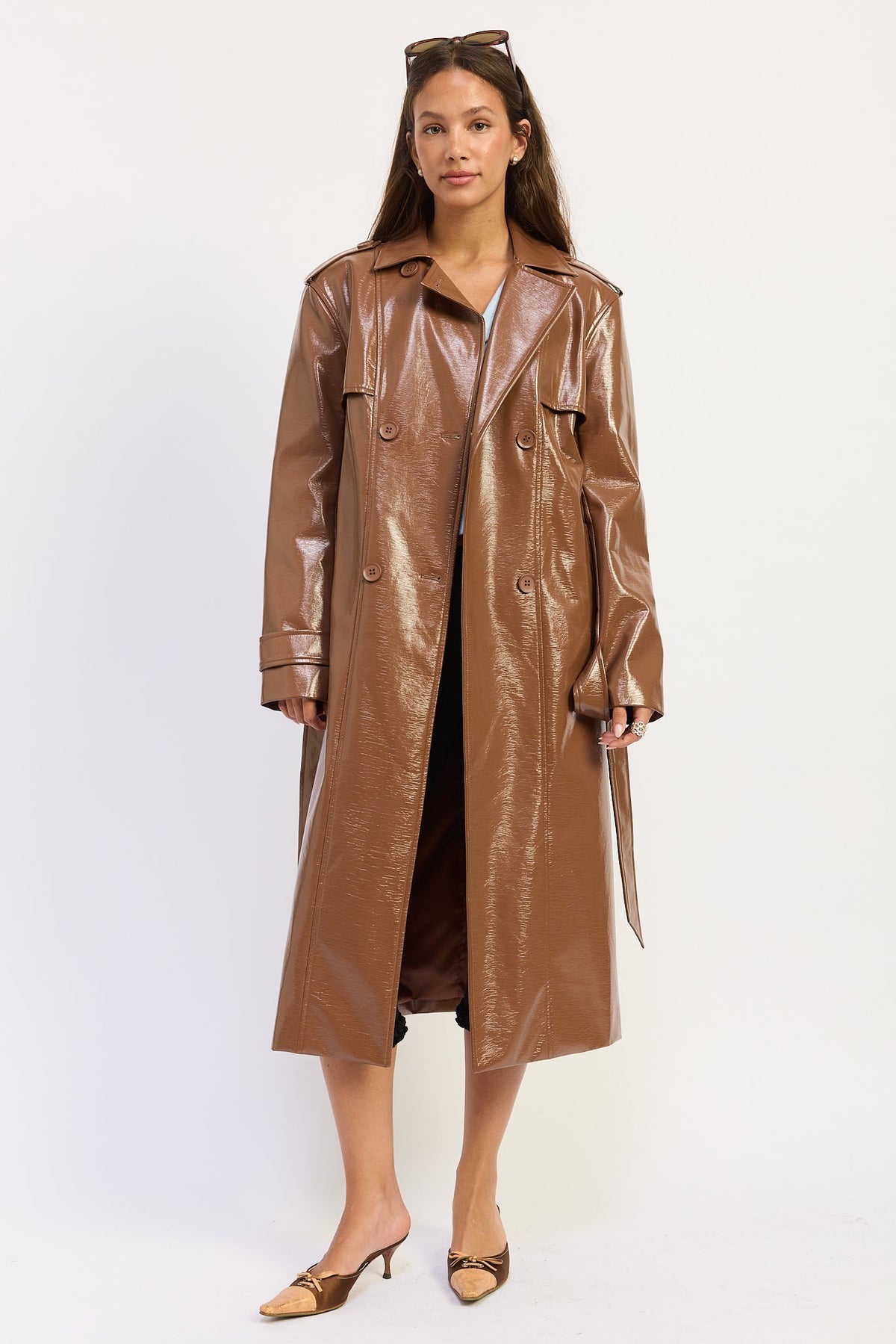 Madelyn Faux Leather Trench Coat