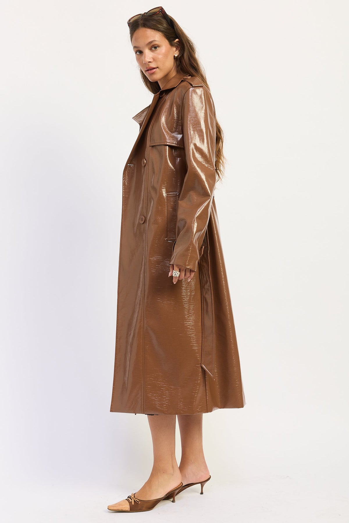 Madelyn Faux Leather Trench Coat