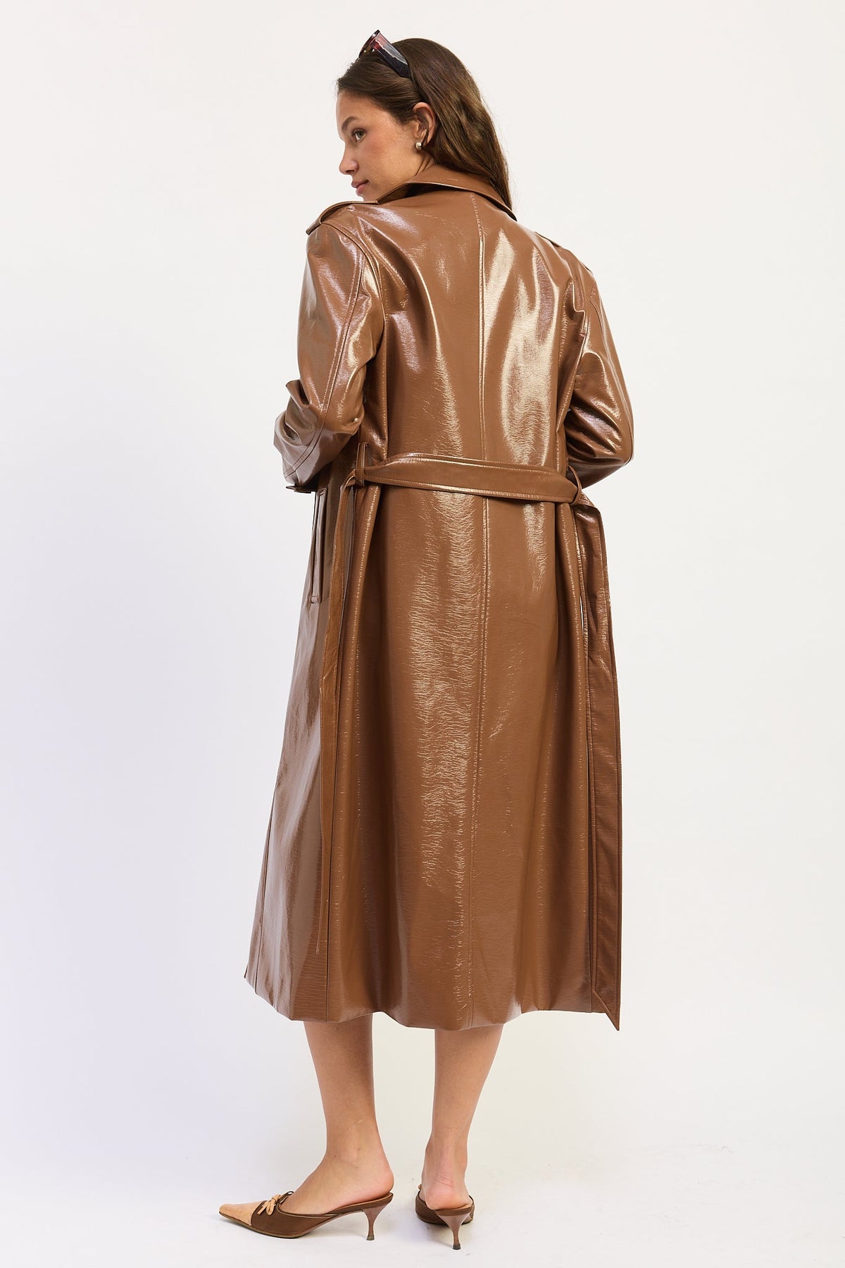 Madelyn Faux Leather Trench Coat