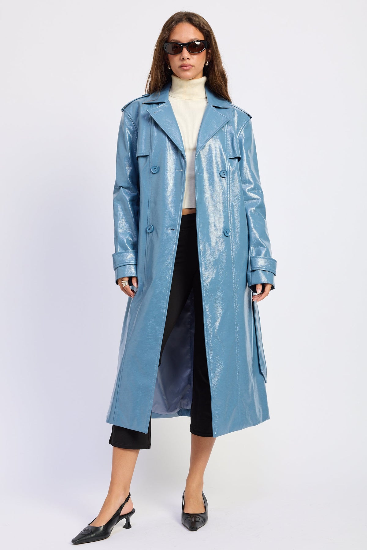 Madelyn Faux Leather Trench Coat