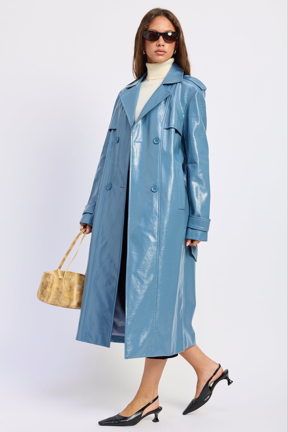 Madelyn Faux Leather Trench Coat