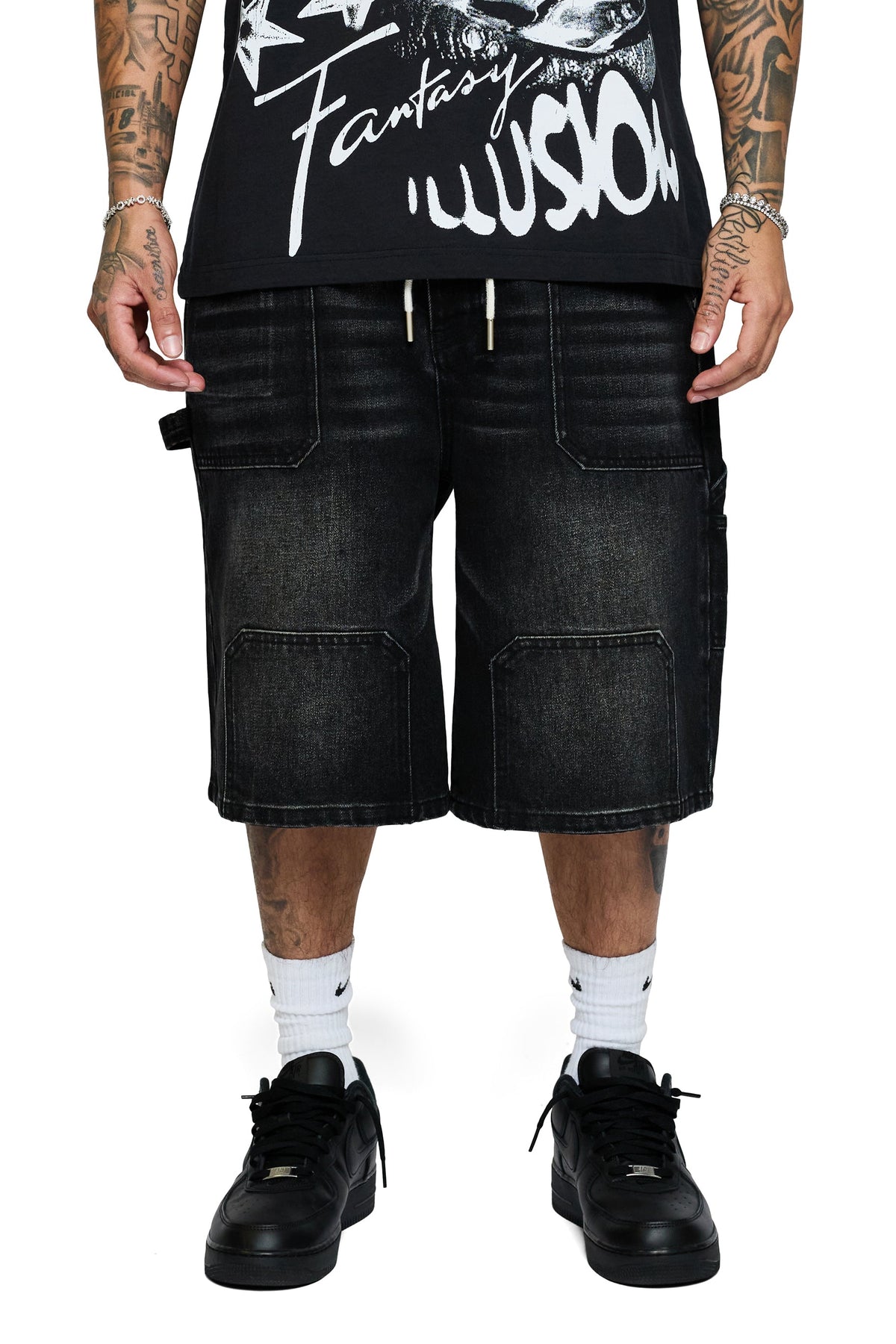 Casual Friday Black Wash Baggy Denim Jorts