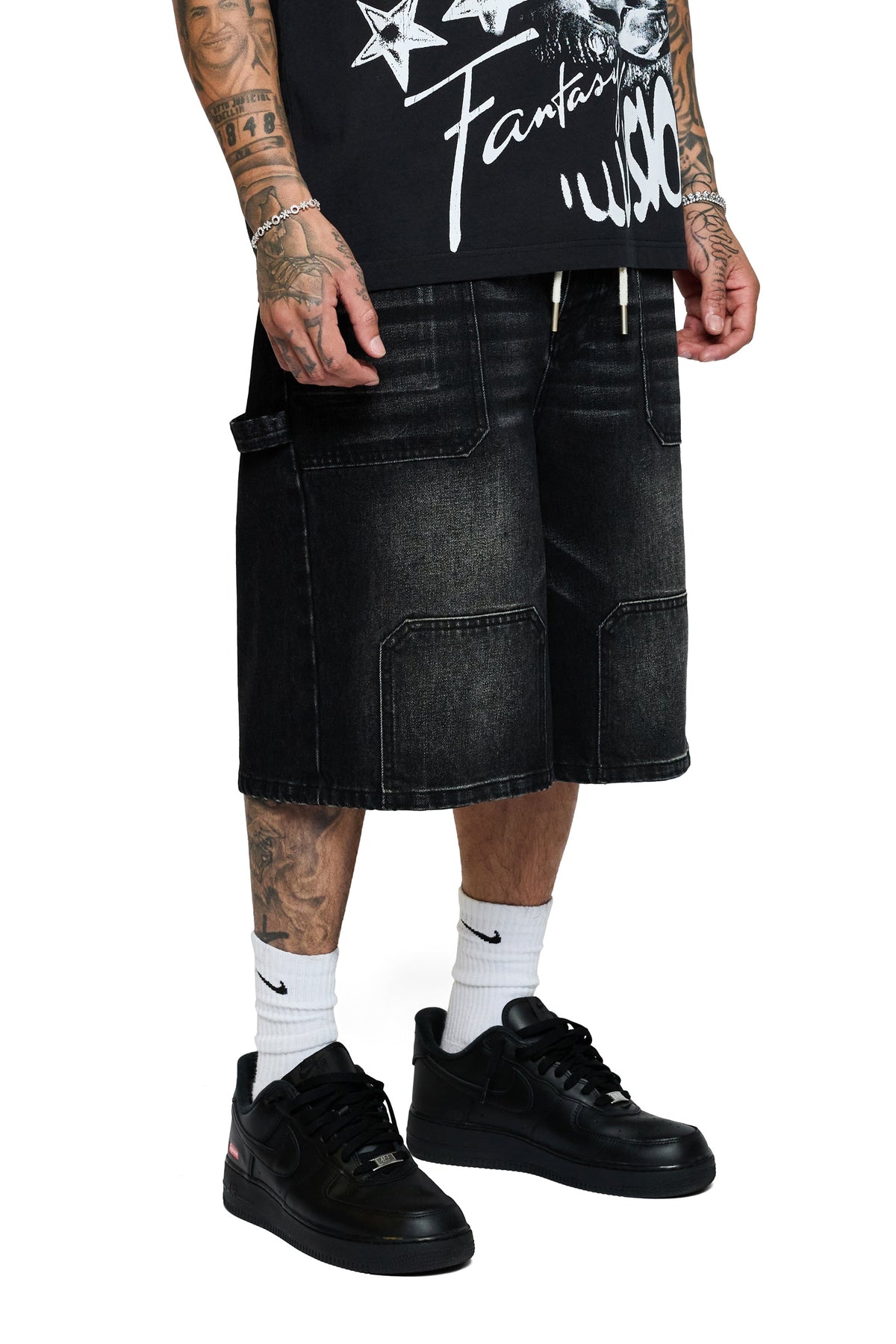 Casual Friday Black Wash Baggy Denim Jorts