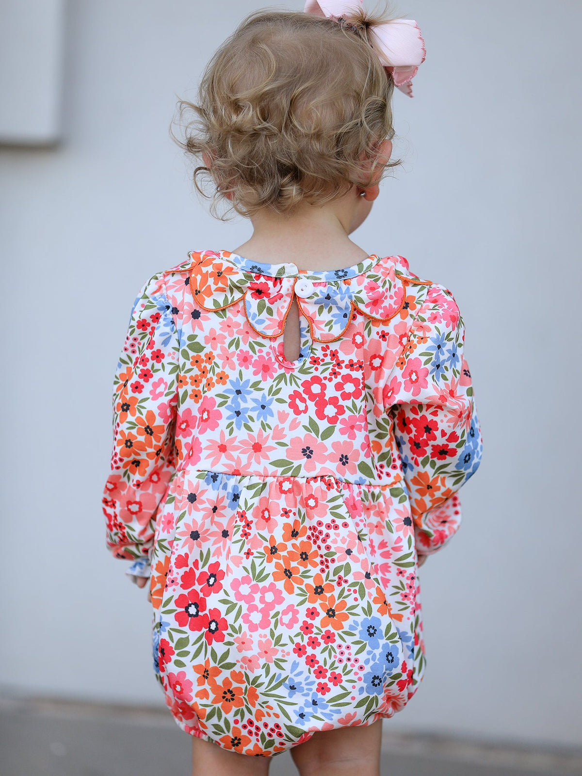Pumpkin Floral Smocked Romper