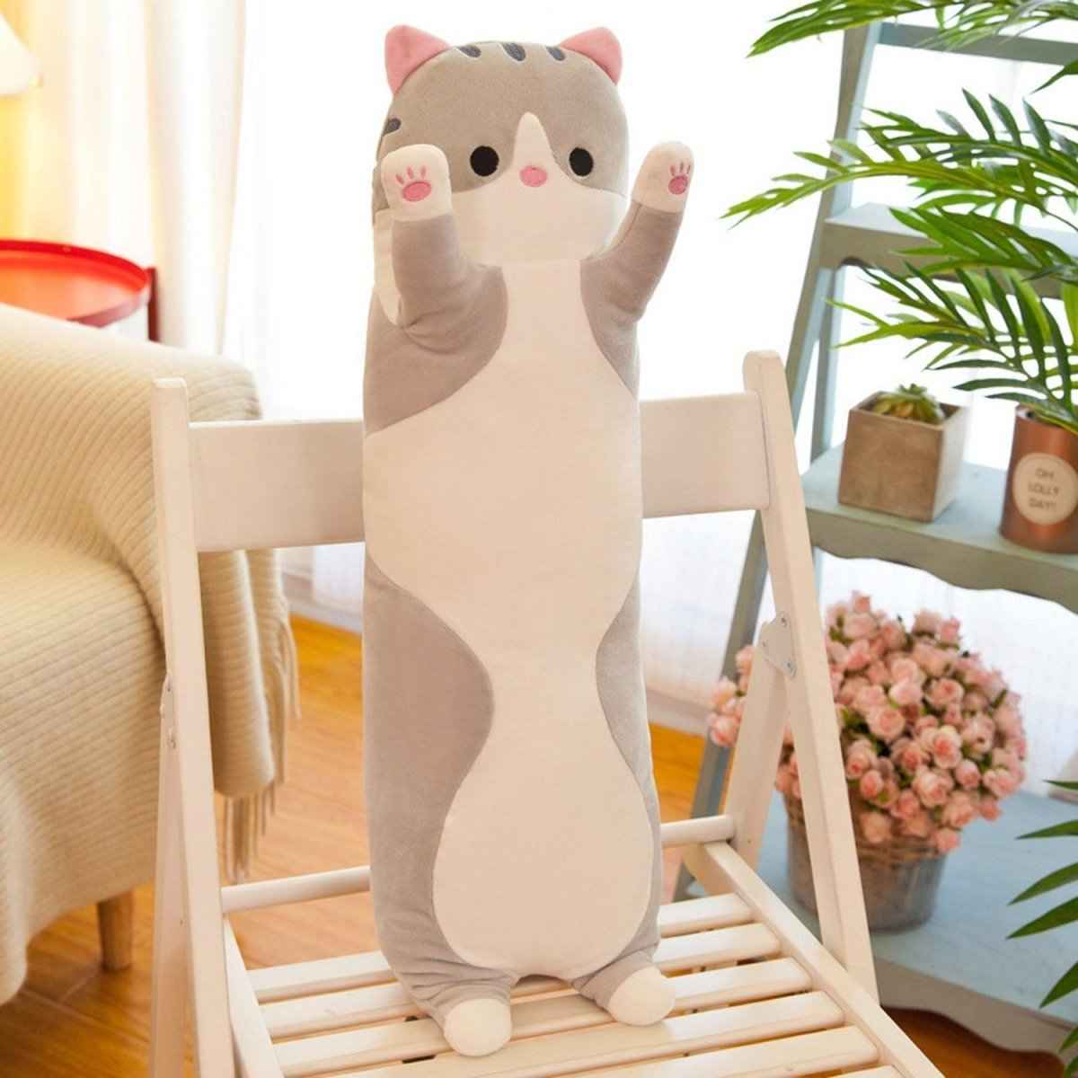 26-Inch Long Cat Plush Pillow