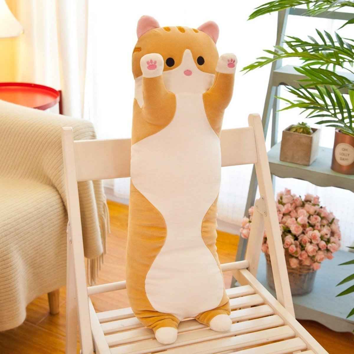 26-Inch Long Cat Plush Pillow