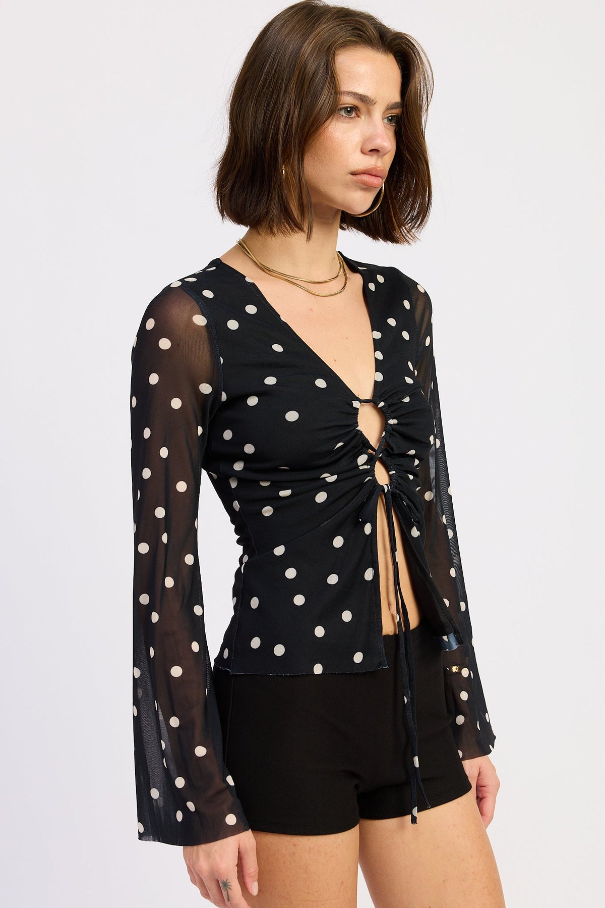 Women’s Veronica Crisscross Lace Mesh Top
