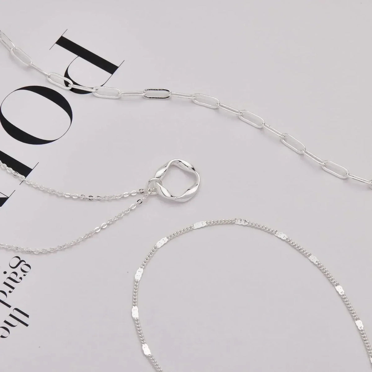 Layered Paperclip Pendant Necklace
