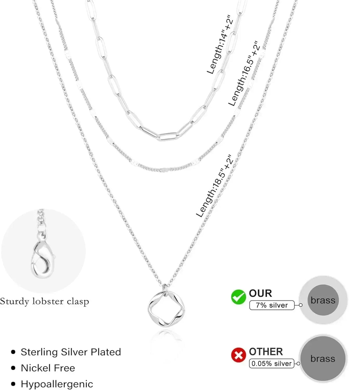 Layered Paperclip Pendant Necklace