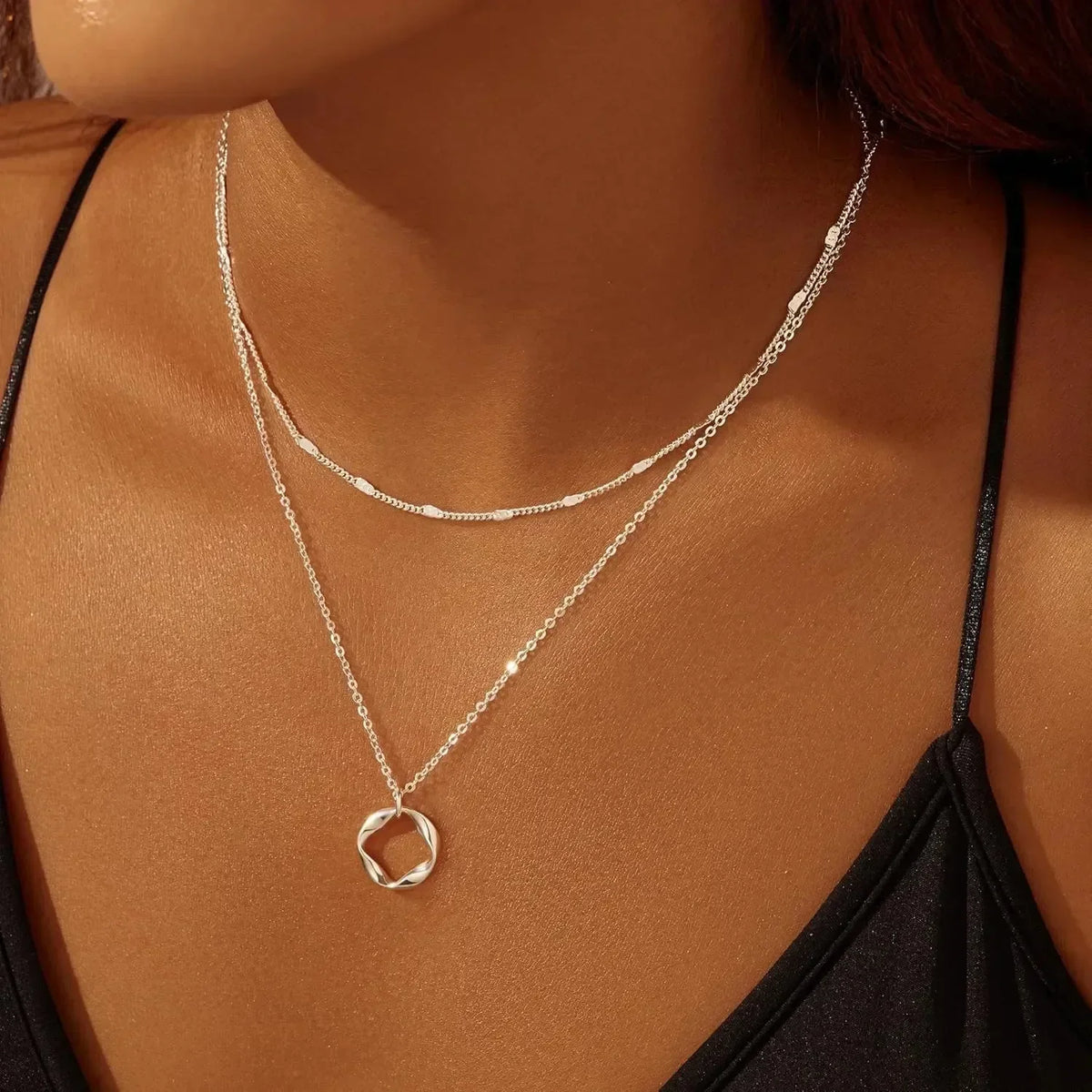 Layered Paperclip Pendant Necklace