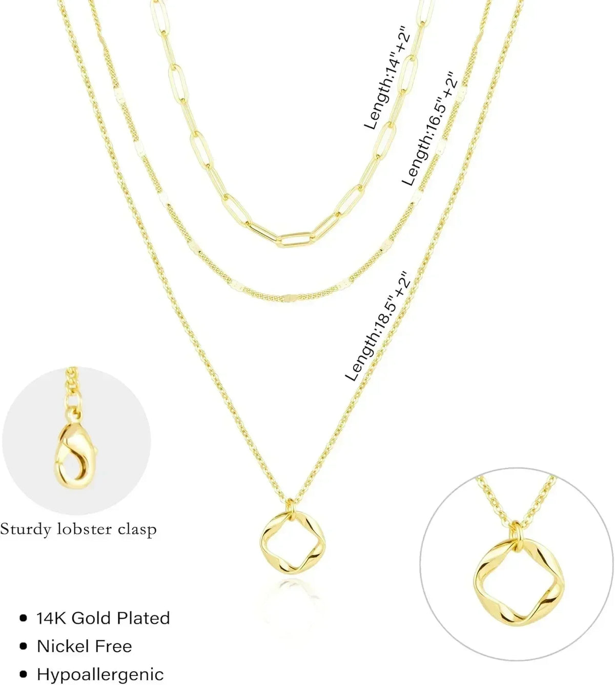 Layered Paperclip Pendant Necklace