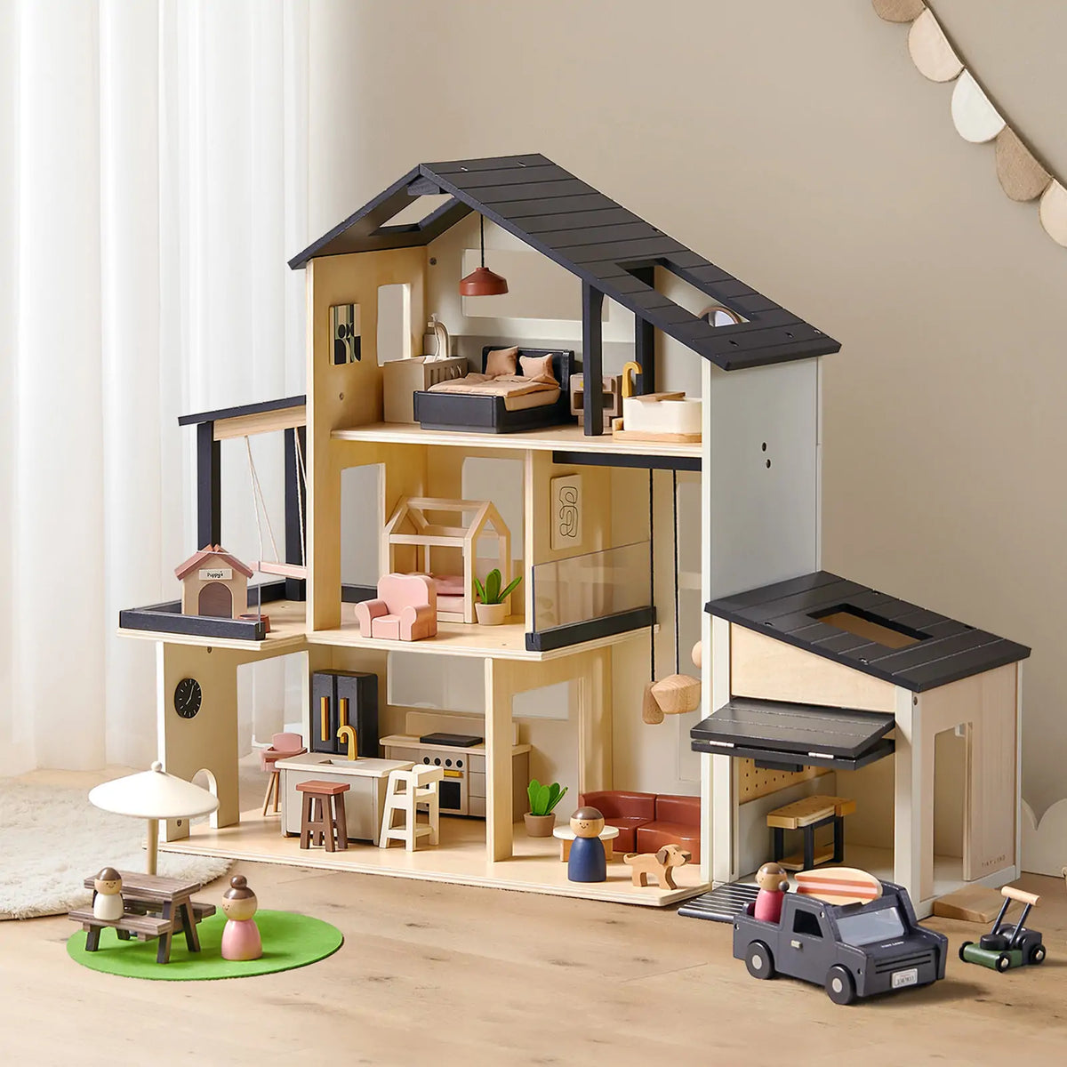 Tiny Land Sweetwood Edge Dollhouse & Garage Play Set