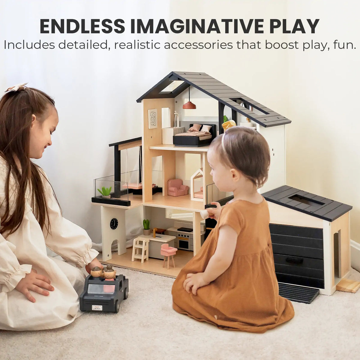 Tiny Land Sweetwood Edge Dollhouse & Garage Play Set