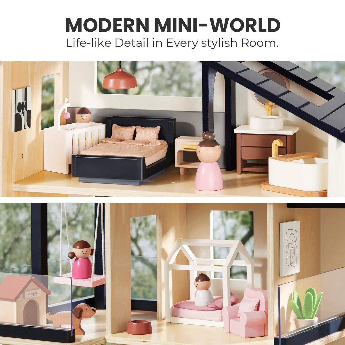 Tiny Land Sweetwood Edge Dollhouse & Garage Play Set