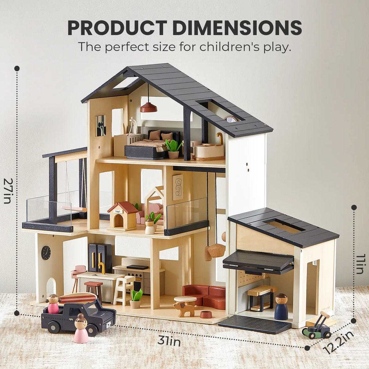 Tiny Land Sweetwood Edge Dollhouse & Garage Play Set