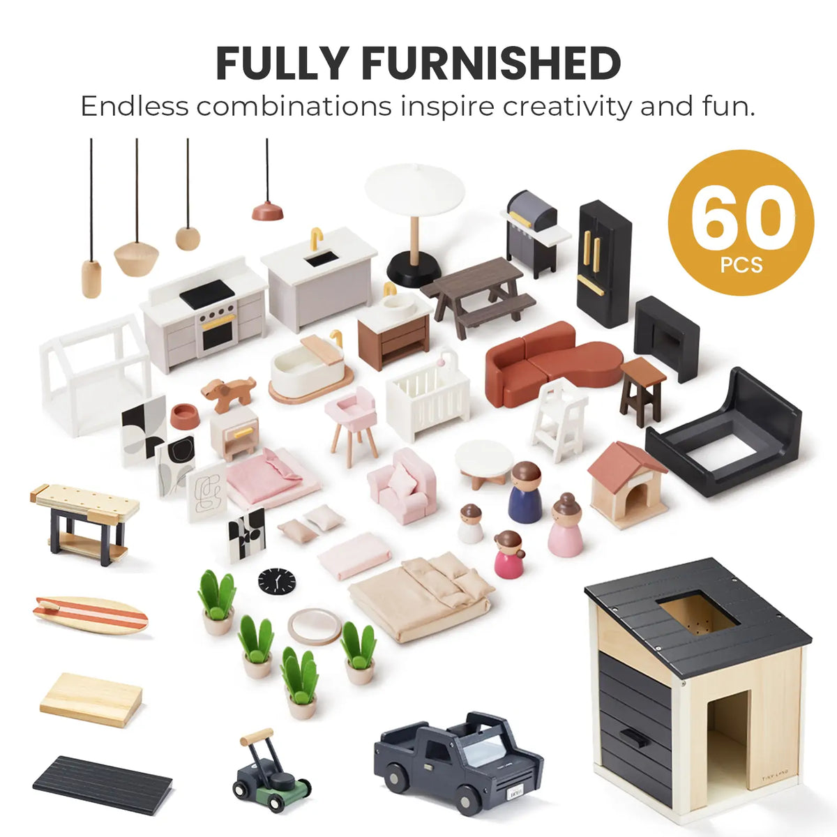 Tiny Land Sweetwood Edge Dollhouse & Garage Play Set