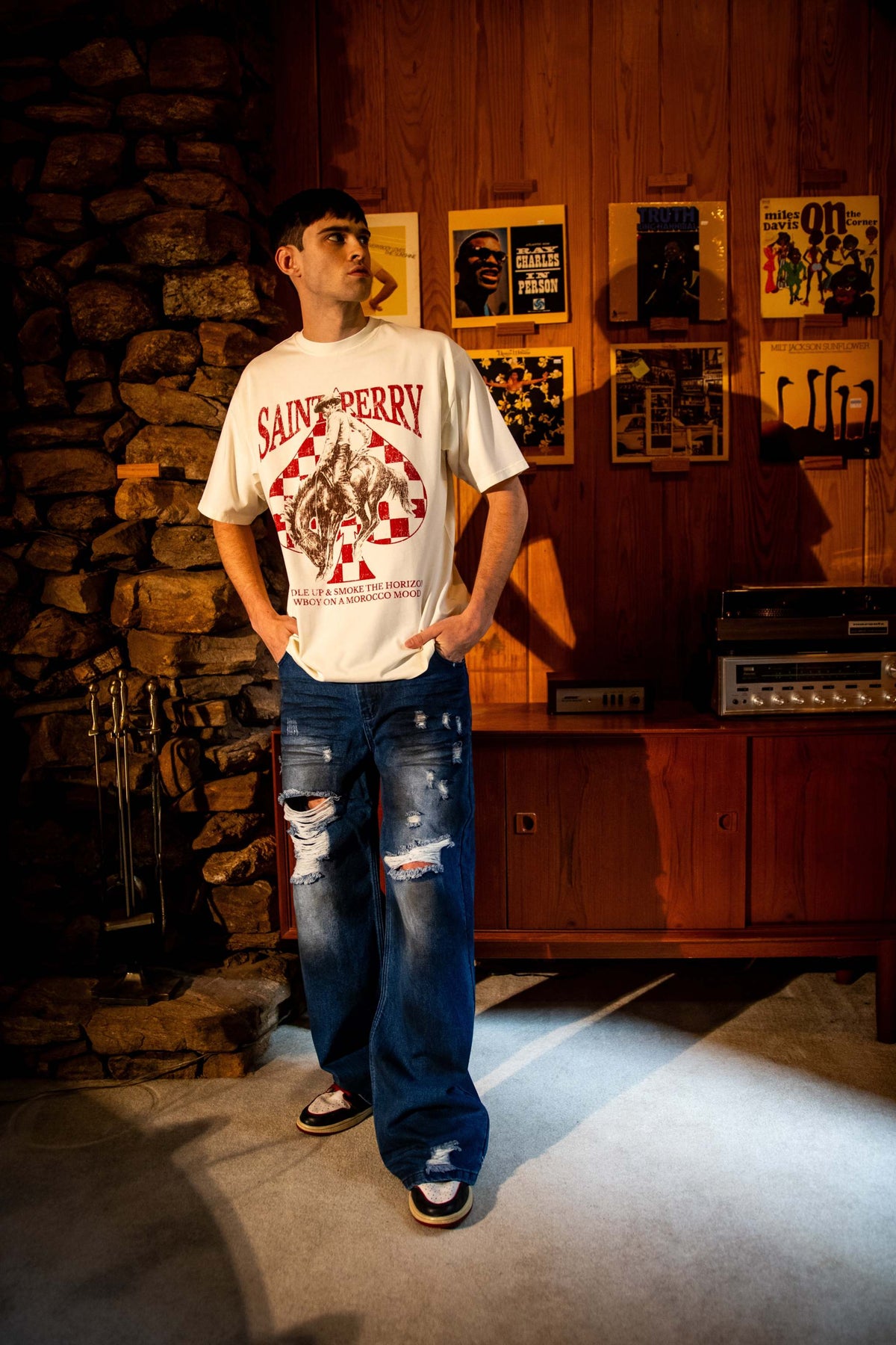 Outlaw Wide-Leg Distressed Jeans