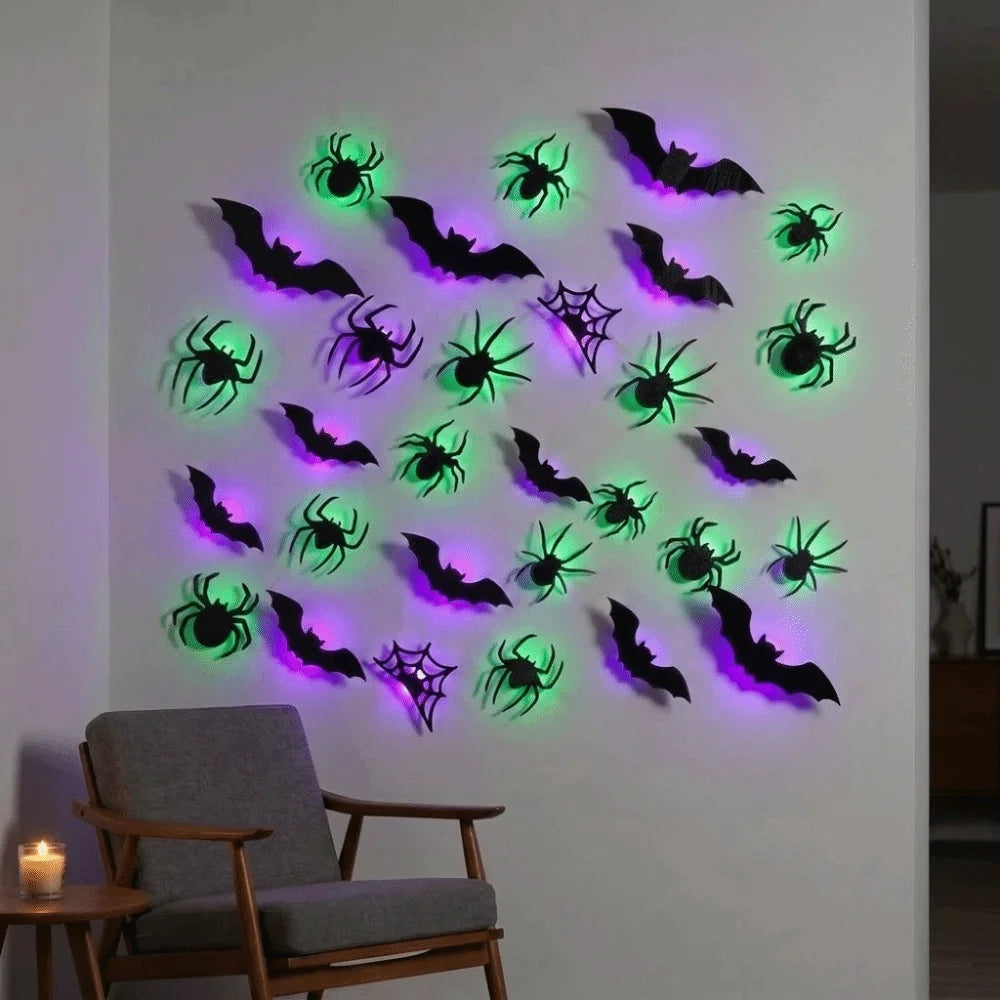 3D LED Halloween Bat & Spider Wall Lights