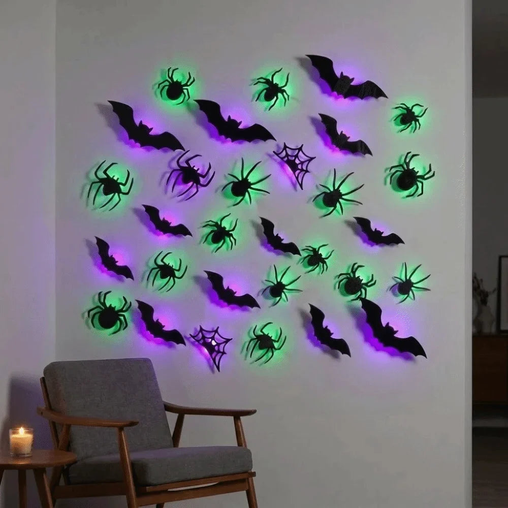 3D LED Halloween Bat & Spider Wall Lights