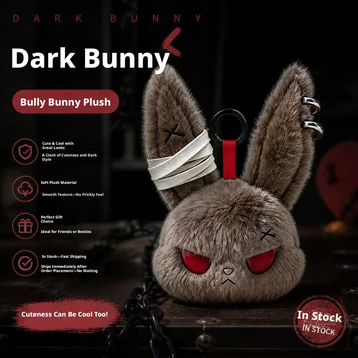 Gothic Bunny Plush Bag Charm