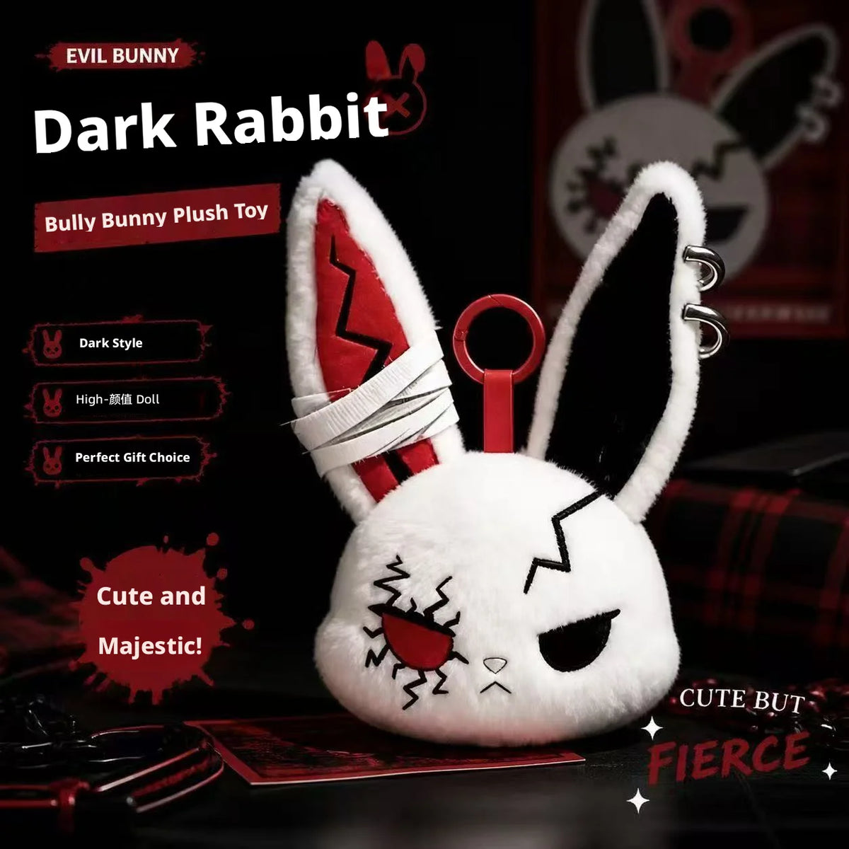 Gothic Bunny Plush Bag Charm